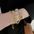 Metal OT Clasp Irregular Geometric Bracelet Jewelry Set, Minimalist Vintage Style view 4
