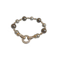Geometric Round Faux Pearl Zircon Bangle, Elegant Irregular Fashion Bracelet view 5