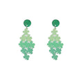 St Patrick's Day Four Leaf Clover Gradient Green Acrylic Glitter Round Stud Dangle Drop Earrings view 5