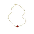 Chinese Style Lucky Red Bean Pendant Necklace Geometric Round Collarbone Chain For Women view 5