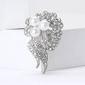 Alloy Rhinestone Pearl Flower Brooch Pin For Women's Coats view 4