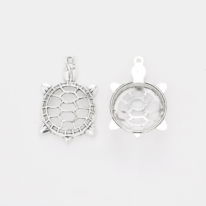 Antique Silver Zinc Alloy Turtle Charm Pendant No.760883 for DIY Necklace Bracelet Jewelry Making