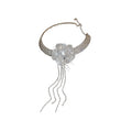 Copper Rhinestone Flower Tassel Choker Necklace Light Luxury Dress Collarbone Jewelry view 5