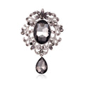 Blue Silver Tone Ornate Oval Crystal Dangle Crystal Three Designs Metal Brooch Pin view 3