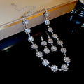 Light Luxury Copper Rhinestone Jewelry Set Sparkling Round Pendant Collarbone Necklace For Women view 3