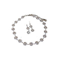 Light Luxury Copper Rhinestone Jewelry Set Sparkling Round Pendant Collarbone Necklace For Women view 5
