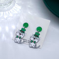 St Patrick's Day Glitter Acrylic Enamel Cat And Dog Green Hat Bowknot Cartoon Drop Dangle Earrings view 3