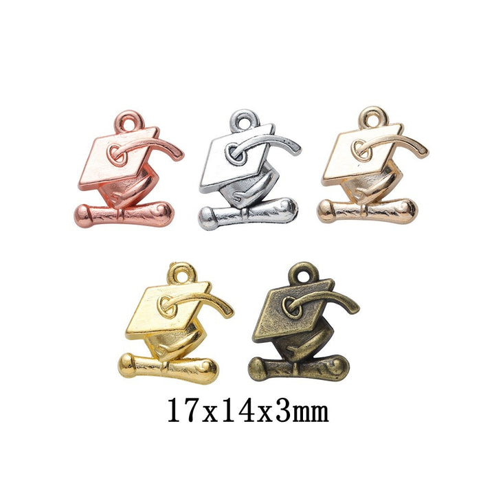 Zinc Alloy Graduation Cap Charm Pendant for DIY Necklace Bracelet Jewelry Making