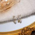 Elegant Korean Style Pearl Stud Drop Rhinestone Linear Inlaid Luxury French Temperament Earrings view 2