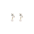 Elegant Korean Style Pearl Stud Drop Rhinestone Linear Inlaid Luxury French Temperament Earrings view 5