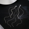 Luxury Silver Needle Zircon Rhinestone Extra Long Tassel Drop Earrings For Women Elegant Statement Earrings view 3