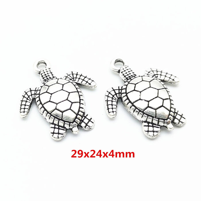 Antique Silver Zinc Alloy Turtle Charm Pendant No.119481 for DIY Necklace Bracelet Jewelry Making