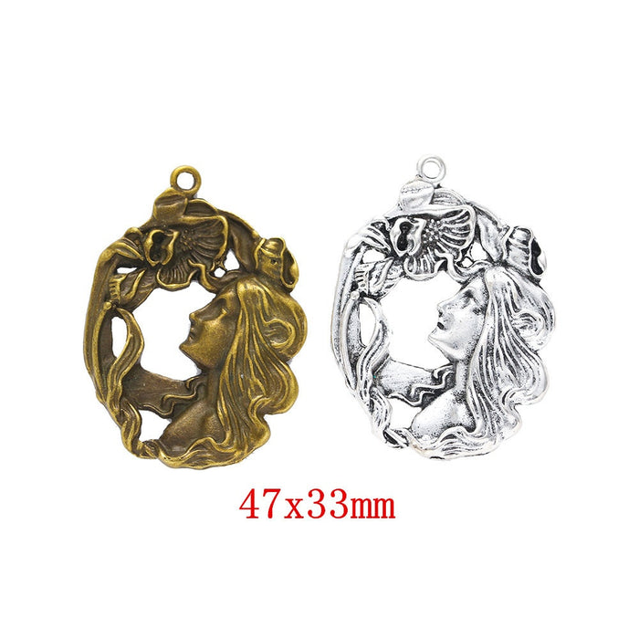 Zinc Alloy Girl Charm Pendant for DIY Necklace Bracelet Jewelry Making