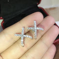 Cross X Shape Women's Stud Earrings, Trendy Style Fashion Ear Jewelry With Premium Design view 3