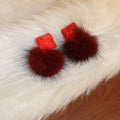 Silver Needle Pearl Heart Pom Pom Stud Earrings Minimalist Sweet Winter Fashion Jewelry view 4