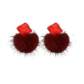 Silver Needle Pearl Heart Pom Pom Stud Earrings Minimalist Sweet Winter Fashion Jewelry view 5