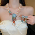 Light Luxury Alloy Star Shell Rhinestone Double Layer Pearl Choker Necklace view 4