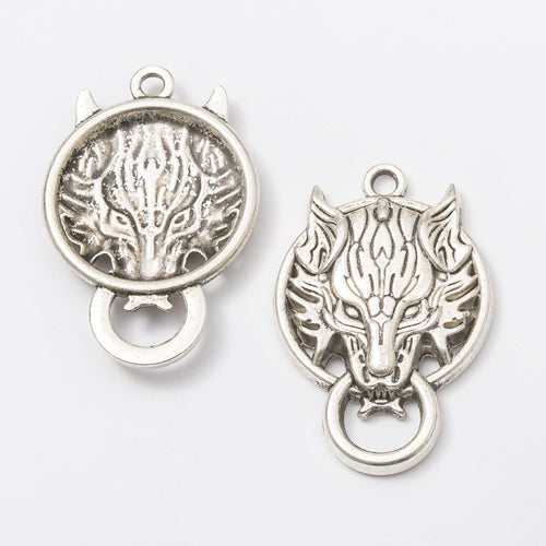 Zinc Alloy Wolf Head Charm Pendant for DIY Necklace Bracelet Jewelry Making