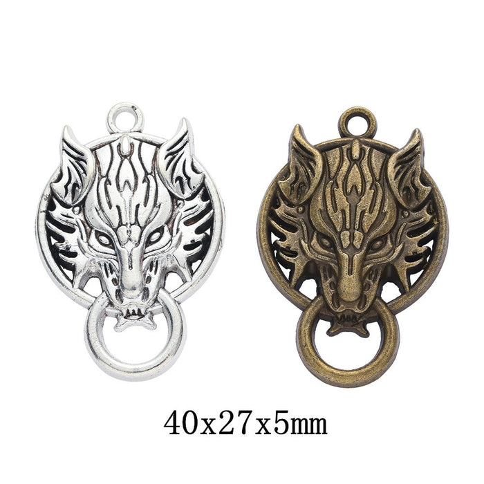 Zinc Alloy Wolf Head Charm Pendant for DIY Necklace Bracelet Jewelry Making