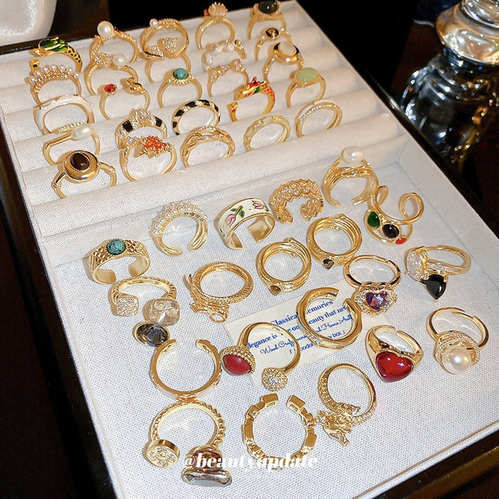 Gold Plated Dragon Zircon Open Ring For Women
