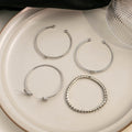 European Micro Pave Rhinestone Star Moon Heart Open Bangle Bracelet Set 4 Pieces view 4