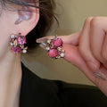 Faux Pearl Rhinestone Flower Jewelry Set, French Vintage Necklace And Bracelet For Women view 3