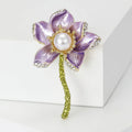 Alloy Enamel Pearl Lotus Brooch Pin For Womens Coats view 5