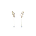 Luxury Micro Pave Zircon Wing Tassel Drop Earrings With Gold Alloy Chain And Crystal Teardrop Earrings view 5