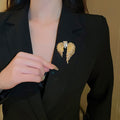Rhinestone Angel Wing Alloy Brooch, Light Luxury Fashion Pin For Blazers And Coats view 1
