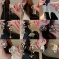 Silver Tone Metal Geometric Tassel Drop Earrings Minimalist Fashion Statement Ear Jewelry view 3