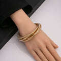 European American Statement Winding Line Elastic Bangle Punk Cross Layered Metal Bracelet view 4