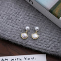 Elegant Geometric Round Oval Heart Faux Pearl Alloy Two-Way Stud Drop Women's Fashion Earrings view 4