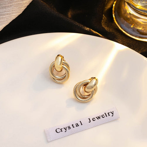 Korean Minimalist Geometric Round Ear Clips Irregular Hollow Circle Non Pierced Earrings For Women