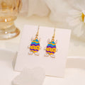 Creative Easter Egg Earrings With Cartoon Enamel Bunny Colorblock Patchwork Drop Earrings For Women view 2