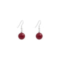 Vintage Chinese Style Red Round Pearl Drop Earrings With Silver Alloy Hooks Elegant Geometric Dangle Earrings view 5