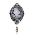 Purple Silver Tone Woman Portrait Crystal Two Designs Metal Brooch Pin view 2