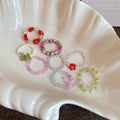 Irregular Flower Glass Beaded Elastic Ring For Women view 3