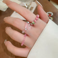 Irregular Flower Glass Beaded Elastic Ring For Women view 4