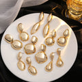 Elegant Luxury Gold Alloy Geometric Round Teardrop Oval Smooth Metal Statement Drop Earrings view 1