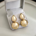 Elegant Luxury Gold Alloy Geometric Round Teardrop Oval Smooth Metal Statement Drop Earrings view 4