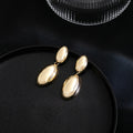 Elegant Luxury Gold Alloy Geometric Round Teardrop Oval Smooth Metal Statement Drop Earrings view 3