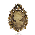Black Silver Tone Woman Portrait Openwork Crystal Two Designs Metal Brooch Pin view 2