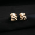 Luxury Gold Alloy C-Shaped Ribbed Wrinkle Chunky Geometric Minimalist Statement Stud Earrings view 2