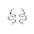 Luxury Chinese Zodiac Dragon Alloy Metal Sculpted Statement Stud Earrings view 5