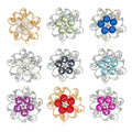 Black Silver Tone Pearl Floral Vine Crystal Pearl Look Six Designs Metal Brooch Pin view 5
