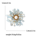 Copper Wire Natural Stone Faux Pearl Flower Brooch Pin For Outfits view 6