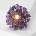 Copper Wire Natural Stone Faux Pearl Flower Brooch Pin For Outfits view 5