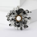 Copper Wire Natural Stone Faux Pearl Flower Brooch Pin For Outfits view 2