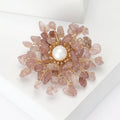 Copper Wire Natural Stone Faux Pearl Flower Brooch Pin For Outfits view 4