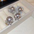 French Light Luxury Rhinestone Butterfly Faux Pearl Double Sided Stud Earrings For Women view 1